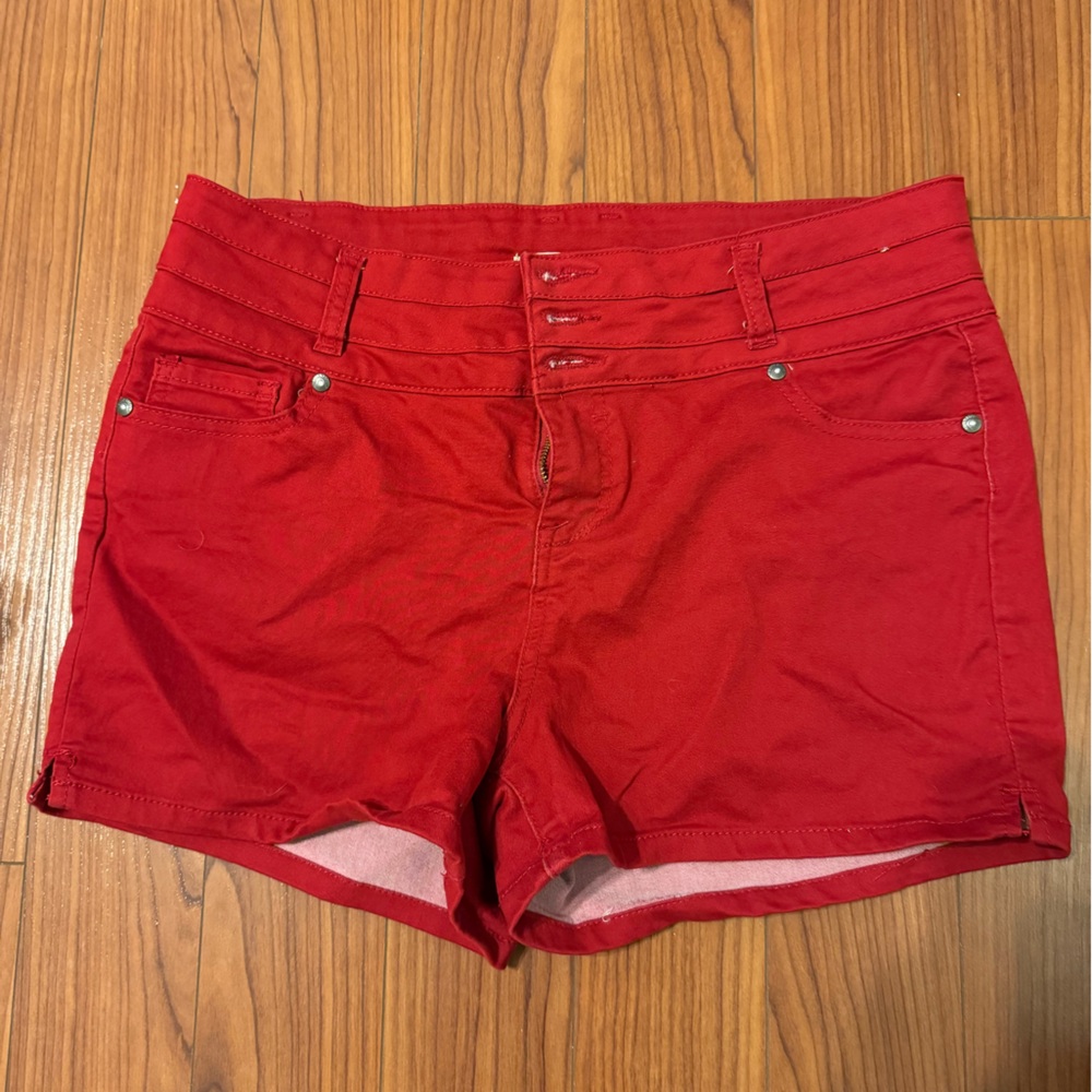 Blue Spice Red Jean Shorts